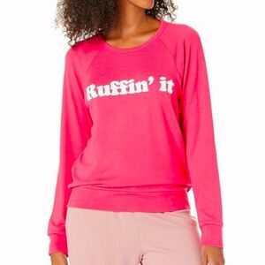 EUC PJ Salvage 'Ruffin it' Soft Lightweight Long Sleeve Sweatshirt in Pink XS